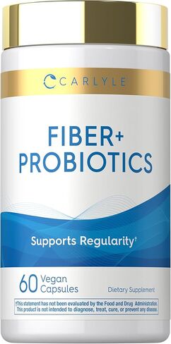 ألياف كارلايل ومكمل البروبيوتيك | 60 كبسولة | 14 سلالات | يدعم الانتظام للرجال والنساء | نباتي، غير معدّل وراثيًا، خالي من الغلوتين in Kuwait