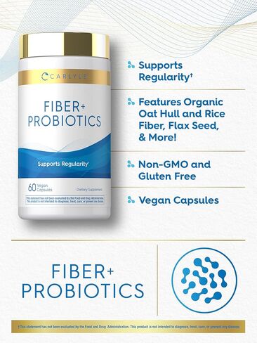ألياف كارلايل ومكمل البروبيوتيك | 60 كبسولة | 14 سلالات | يدعم الانتظام للرجال والنساء | نباتي، غير معدّل وراثيًا، خالي من الغلوتين in Kuwait
