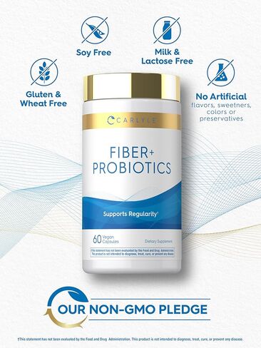 ألياف كارلايل ومكمل البروبيوتيك | 60 كبسولة | 14 سلالات | يدعم الانتظام للرجال والنساء | نباتي، غير معدّل وراثيًا، خالي من الغلوتين in Kuwait