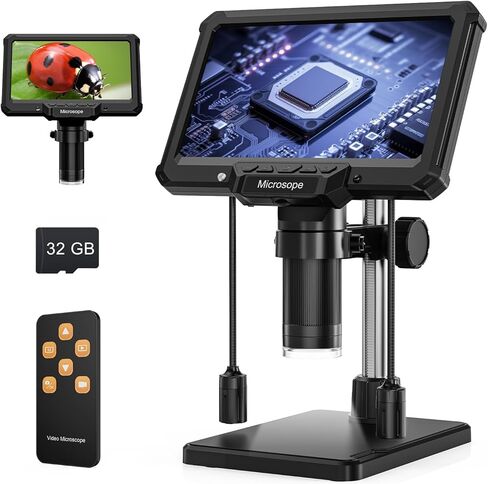 مجهر رقمي مائل للبالغين والأطفال، مجاهر مكبرة للعملات المعدنية مقاس 7 بوصات للعملات المعدنية الخاطئة PCB، والبق، وتعلم العلوم والتكنولوجيا والهندسة والرياضيات، وكاميرا مجاهر إلكترونية لحام in Kuwait