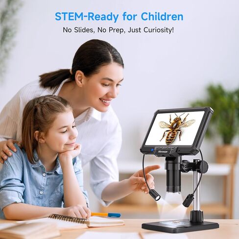 مجهر رقمي مائل للبالغين والأطفال، مجاهر مكبرة للعملات المعدنية مقاس 7 بوصات للعملات المعدنية الخاطئة PCB، والبق، وتعلم العلوم والتكنولوجيا والهندسة والرياضيات، وكاميرا مجاهر إلكترونية لحام in Kuwait