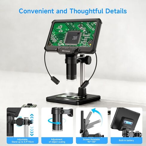 مجهر رقمي مائل للبالغين والأطفال، مجاهر مكبرة للعملات المعدنية مقاس 7 بوصات للعملات المعدنية الخاطئة PCB، والبق، وتعلم العلوم والتكنولوجيا والهندسة والرياضيات، وكاميرا مجاهر إلكترونية لحام in Kuwait