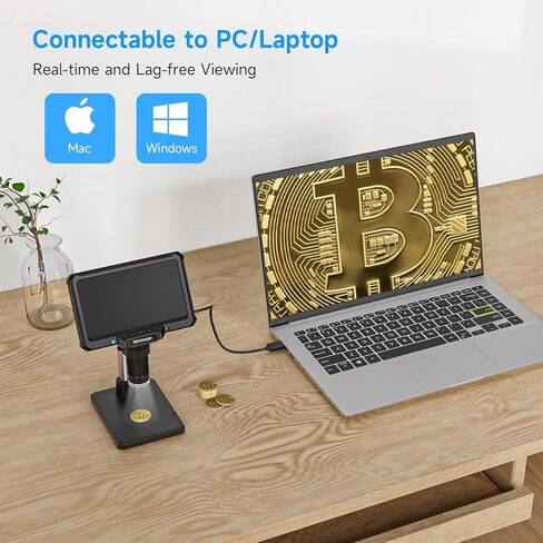 مجهر رقمي مائل للبالغين والأطفال، مجاهر مكبرة للعملات المعدنية مقاس 7 بوصات للعملات المعدنية الخاطئة PCB، والبق، وتعلم العلوم والتكنولوجيا والهندسة والرياضيات، وكاميرا مجاهر إلكترونية لحام in Kuwait