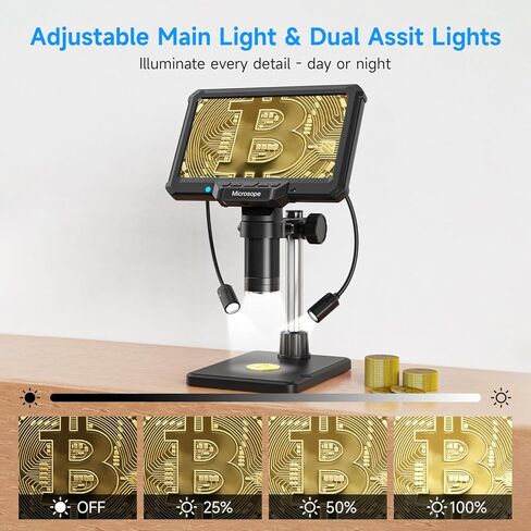 Leanking Digital Microscope for Adults Kids, 7inch Screen Coin Magnifier Microscopes for Error Coins PCB, Bugs, STEM Learning, Soldering Electronics Microscopes Camera in Saudi Arabia