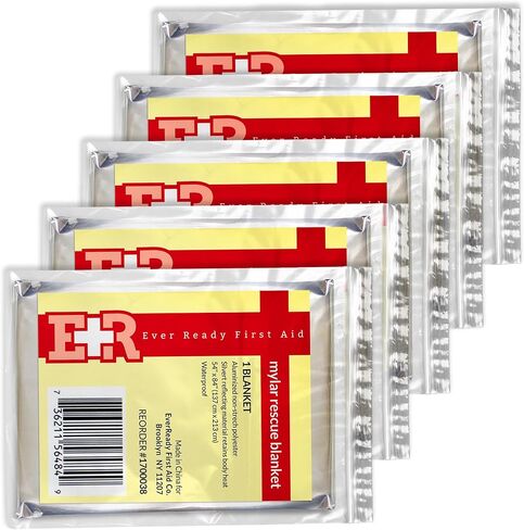 Ever Ready First Aid Mylar Rescue Blanket, Large Silver Thermal Sheet for Emergency and Survival, 54" x 84" – 20 Count in Saudi Arabia