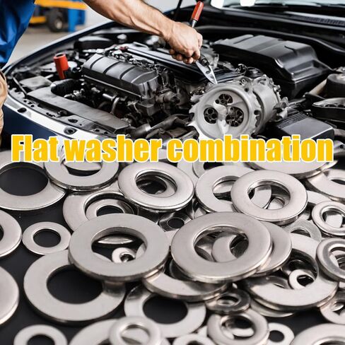 105Pcs/box 304 Stainless Steel Gasket Set Round Metal Fixed Washers Home Improvement Fastener Gasket Repair Accessories M3/M4/M5/M6/M8/M10 in Saudi Arabia