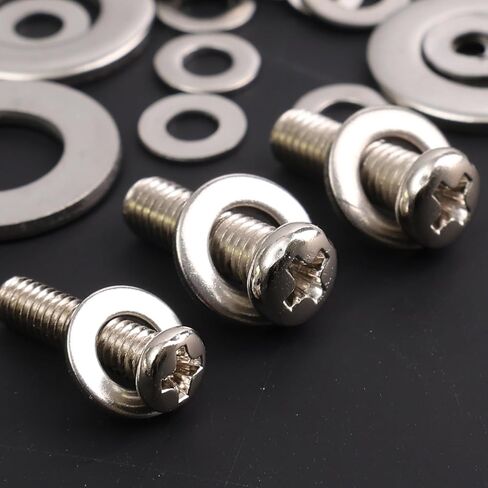 105Pcs/box 304 Stainless Steel Gasket Set Round Metal Fixed Washers Home Improvement Fastener Gasket Repair Accessories M3/M4/M5/M6/M8/M10 in Saudi Arabia