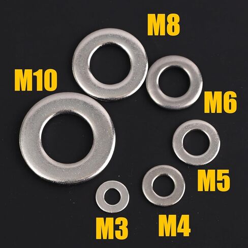 105Pcs/box 304 Stainless Steel Gasket Set Round Metal Fixed Washers Home Improvement Fastener Gasket Repair Accessories M3/M4/M5/M6/M8/M10 in Saudi Arabia