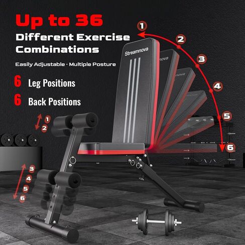 Adjustable Weight Bench, Folding Weight Bench for Home Gym, 6 Backrests Adjustable Bench with 1000LBS Weight Capacity for Bench Press Strength Training Exercise in Saudi Arabia