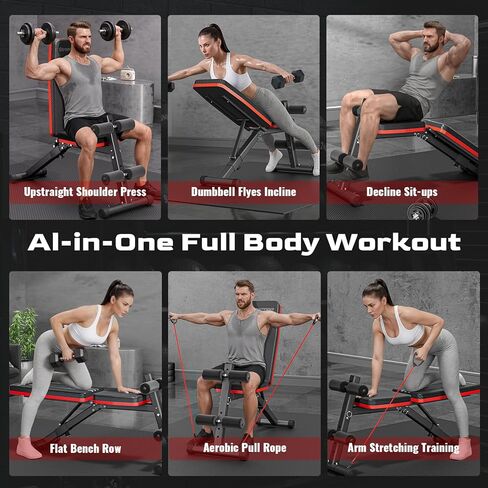 Adjustable Weight Bench, Folding Weight Bench for Home Gym, 6 Backrests Adjustable Bench with 1000LBS Weight Capacity for Bench Press Strength Training Exercise in Saudi Arabia