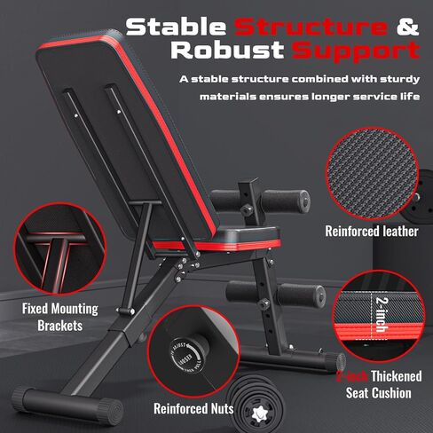 Adjustable Weight Bench, Folding Weight Bench for Home Gym, 6 Backrests Adjustable Bench with 1000LBS Weight Capacity for Bench Press Strength Training Exercise in Saudi Arabia