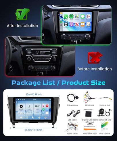 4G 64G Android Car Stereo لـ Nissan Rogue X-Trail Qashqai 2014-2018 Wireless Carplay Android Auto ، 10.1 '' ’’ ’’ ’Car Radio bluetooth link gps 5g wifi fm/rds dsp camera camera swc swc swc in Saudi Arabia