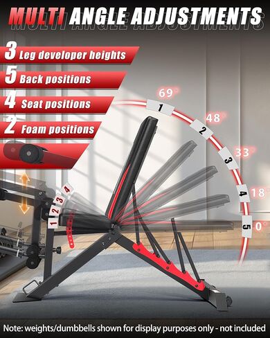 OPPSDECOR 1200LBS Workout Bench with Leg Extension/Leg Curl, Adjustable Weight Bench for Home Gym, Heavy Duty Workout Bench for Full Body Workouts, Incline/Flat Bench Press Set for Strength Training in Kuwait