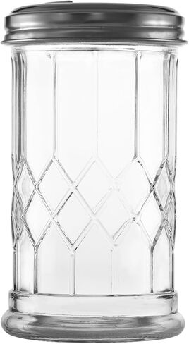 موزع سكر زجاجي سعة 12 أونصة، غطاء علوي من الفولاذ المقاوم للصدأ لسهولة الصب، أداة سكب السكر للسكر والسكر البودرة والبارميزان والقرفة والتوابل in Kuwait