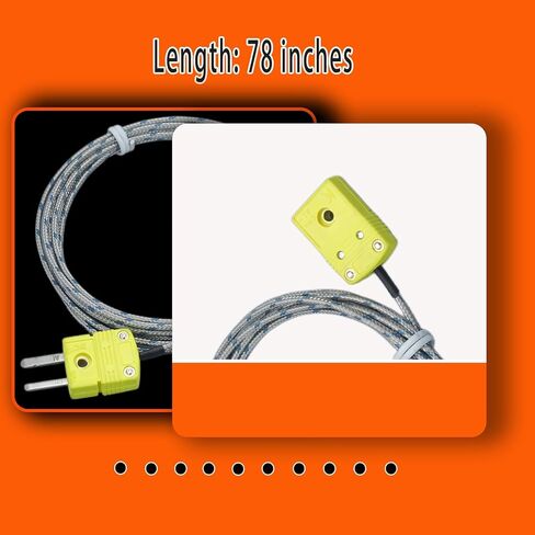 متوافق مع معظم المزدوجات الحرارية من النوع K كابل تمديد مزدوج حراري من النوع K مقاس 78 بوصة مناسب لمسجلي البيانات والأدوات كسلك مرن بدرجة حرارة عالية in Kuwait