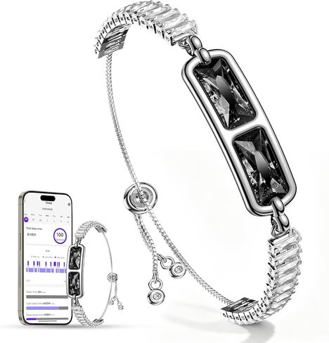 سوار الأحجار الكريمة الذكي - يدعم أوضاع رياضية متعددة، ومراقبة معدل ضربات القلب، وتتبع النوم، وتيك توك المنشط بالإيماءات، وبطارية تدوم 5 أيام، وسوار ذكي (أسود) in Kuwait