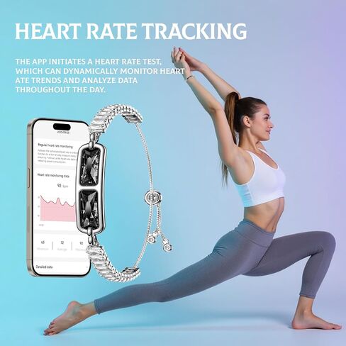 سوار الأحجار الكريمة الذكي - يدعم أوضاع رياضية متعددة، ومراقبة معدل ضربات القلب، وتتبع النوم، وتيك توك المنشط بالإيماءات، وبطارية تدوم 5 أيام، وسوار ذكي (أسود) in Kuwait