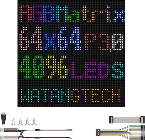 لوحة مصفوفة LED RGB مقاس 64x64 P3.0 - شاشة LED كاملة الألوان 4096، واجهة HUB75 لـ Raspberry Pi/Arduino Mega/Pico in Kuwait