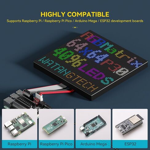 لوحة مصفوفة LED RGB مقاس 64x64 P3.0 - شاشة LED كاملة الألوان 4096، واجهة HUB75 لـ Raspberry Pi/Arduino Mega/Pico in Kuwait
