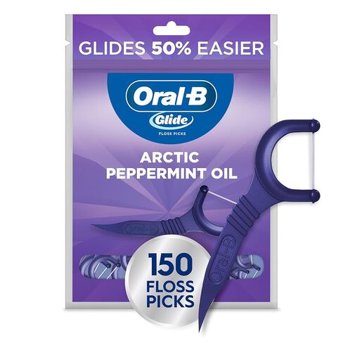 Oral-B Glide Peppermint Dental Floss Picks with Arctic Peppermint Oil Flavor, 150 Picks in Kuwait
