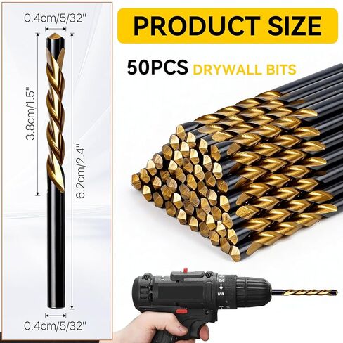 50 Pcs 5/32" Drywall Router Bits, Drywall Guide Point Cutting Bits, Drywall Drill Bit, Drywall Cutting Tools for Used for with Spiral Saw and Power Tools in Saudi Arabia