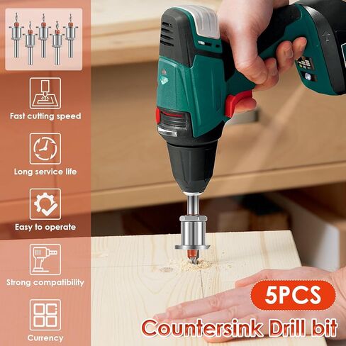5Pcs Limit Countersink Drill Bit Set Adjustable Tapered Countersunk Drill Bit Set Alloy Steel Round Shank Wood Countersink Drill Bit 2.8/3/3.2/3.5/4mm for Woodworking Plastic in Saudi Arabia