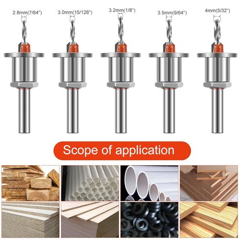 5Pcs Limit Countersink Drill Bit Set Adjustable Tapered Countersunk Drill Bit Set Alloy Steel Round Shank Wood Countersink Drill Bit 2.8/3/3.2/3.5/4mm for Woodworking Plastic in Saudi Arabia