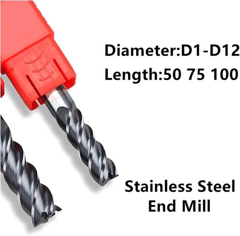 نهاية مطحنة القاطع CNC بت شقة 1 2 4 5 6 8 10 12mm 4 المزامير طحن الفولاذ المقاوم للصدأ كربيد (D8XD8X100) in Kuwait