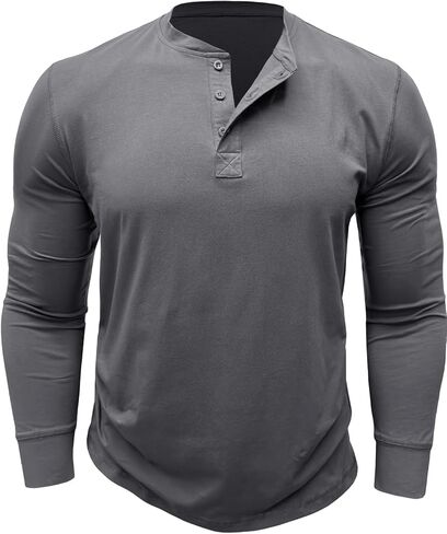 Men’s Henley Long Sleeve Sweatshirt 3 Button Placket Knit Top Casual Thermal Base Layer for Everyday Wear in Saudi Arabia