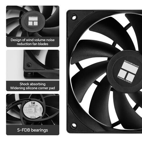 TL-C12B V2 X3 120mm Case Fans 3-Pack, High Airflow PC Fans 1500 RPM, 66.17 CFM, 25.6 dBA, S-FDB Bearing, 4-Pin PWM for Computer Case or CPU Coolers in Kuwait