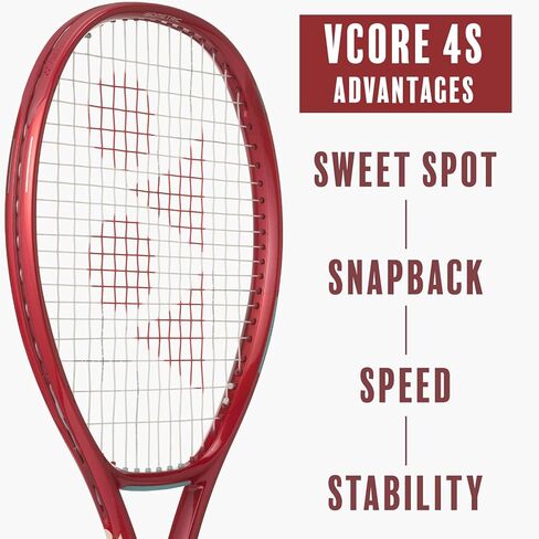 YONEX VCORE 100+ Tennis Racquet with Increased Sweet Spot & Extended 27.5in Length | 16x19 Spin Frame, Vibration Control & Aerodynamic Beam for All-Around Players in Saudi Arabia