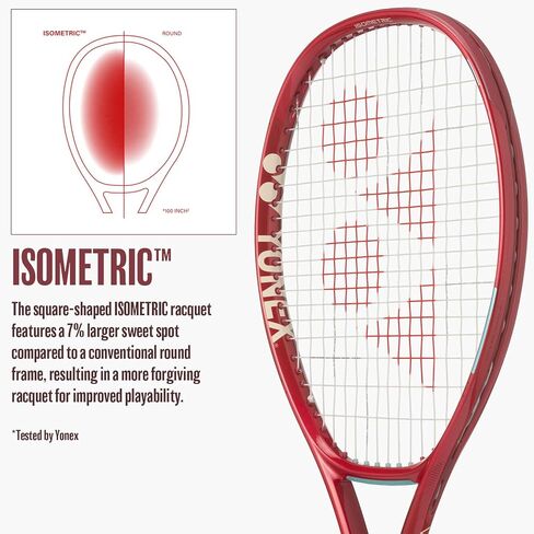 YONEX VCORE 100+ Tennis Racquet with Increased Sweet Spot & Extended 27.5in Length | 16x19 Spin Frame, Vibration Control & Aerodynamic Beam for All-Around Players in Saudi Arabia
