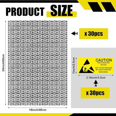 30 PCS Extra Large ESD Anti Static Bags with Anti-Static Labels 16 x 24 Inch Open Top Shielding Protection for Motherboard Video Card LCD Electronic Components in Saudi Arabia