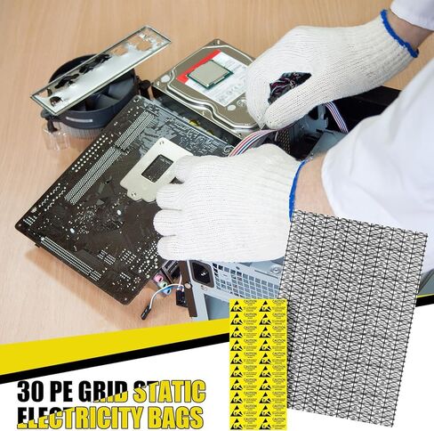 30 PCS Extra Large ESD Anti Static Bags with Anti-Static Labels 16 x 24 Inch Open Top Shielding Protection for Motherboard Video Card LCD Electronic Components in Saudi Arabia