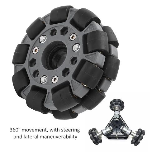 عجلة بلاستيكية مزدوجة 100 ملم بتصميم متعدد الاتجاهات ومضادة للانزلاق ودوران 360 درجة - سعة تحميل 20 كجم لمجموعات روبوت المنصة 14049 in Kuwait