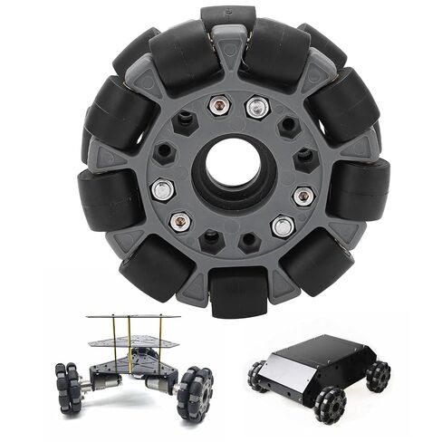 عجلة بلاستيكية مزدوجة 100 ملم بتصميم متعدد الاتجاهات ومضادة للانزلاق ودوران 360 درجة - سعة تحميل 20 كجم لمجموعات روبوت المنصة 14049 in Kuwait