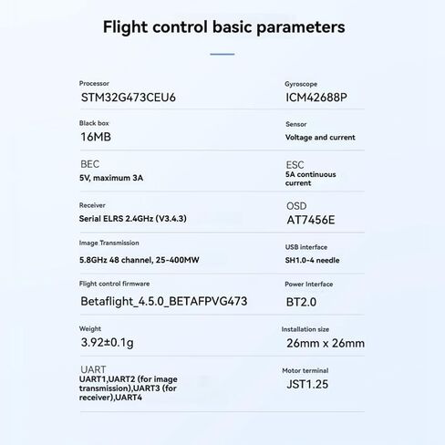 مصفوفة 1S وحدة تحكم في الطيران بدون فرشاة Aio 5 في 1 FC وحدة تحكم في الطيران مدمجة في المسلسل ELRS RX/VTX لأجزاء طائرة بدون طيار FPV in Kuwait