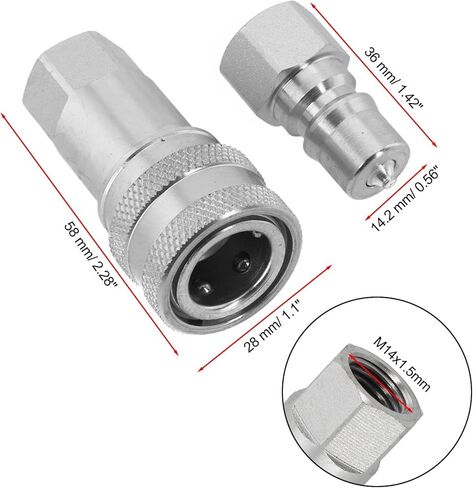 1 مجموعة مقرنة التوصيل السريع الهيدروليكية M14x1.5mm أنثى تركيب الأنابيب للتطبيقات الهيدروليكية in Saudi Arabia