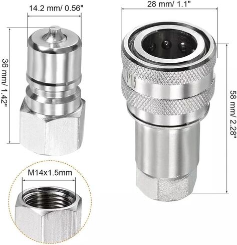 1 مجموعة مقرنة التوصيل السريع الهيدروليكية M14x1.5mm أنثى تركيب الأنابيب للتطبيقات الهيدروليكية in Saudi Arabia