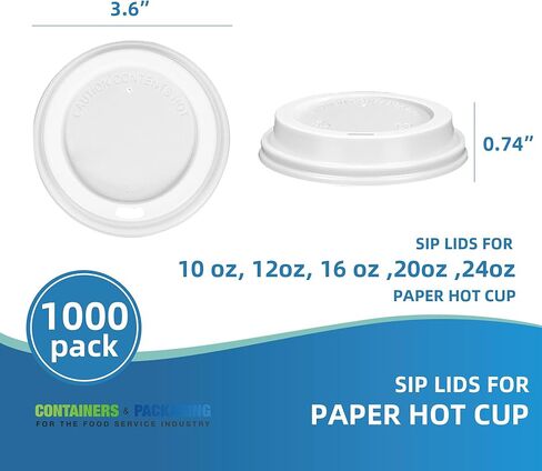 1000-Pack White Plastic Sip Lids for 10-24oz Paper Hot Cups - Safe for Food Contact, Convenient for Hot Beverage Takeout & Daily Use in Saudi Arabia