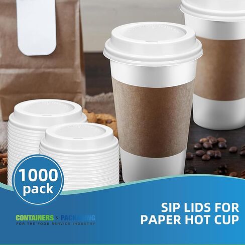 1000-Pack White Plastic Sip Lids for 10-24oz Paper Hot Cups - Safe for Food Contact, Convenient for Hot Beverage Takeout & Daily Use in Saudi Arabia