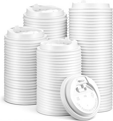 200 Pack White Disposable Coffee Cup Lids, 3.54 Inch Universal Dome Plastic Lids for 10oz, 12oz, 16oz, 20oz Paper Cups, Leak-Proof in Saudi Arabia