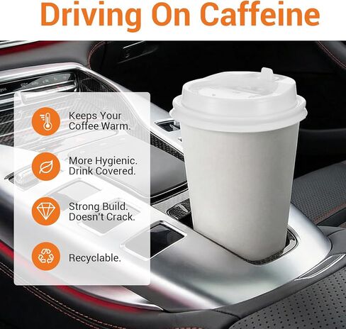 200 Pack White Disposable Coffee Cup Lids, 3.54 Inch Universal Dome Plastic Lids for 10oz, 12oz, 16oz, 20oz Paper Cups, Leak-Proof in Saudi Arabia