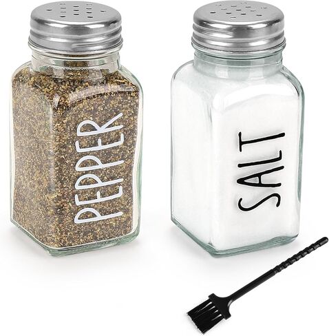 Accmor Salt and Pepper Shakers Set, 3oz Glass Salt Pepper Shaker Containers with Stainless Steel Lids for Rustic, Farmhouse, Home Kitchen, Restaurant, Transparent in Saudi Arabia