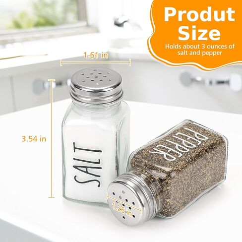Accmor Salt and Pepper Shakers Set, 3oz Glass Salt Pepper Shaker Containers with Stainless Steel Lids for Rustic, Farmhouse, Home Kitchen, Restaurant, Transparent in Saudi Arabia