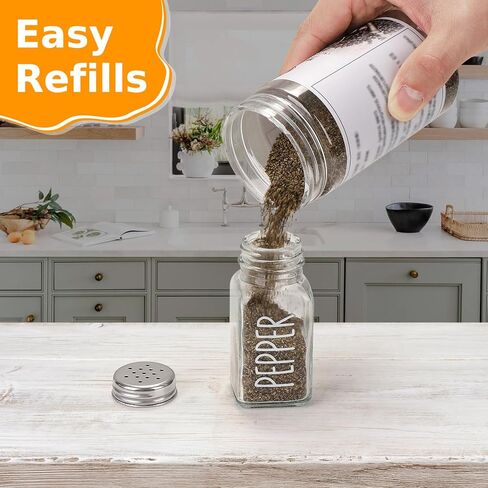 Accmor Salt and Pepper Shakers Set, 3oz Glass Salt Pepper Shaker Containers with Stainless Steel Lids for Rustic, Farmhouse, Home Kitchen, Restaurant, Transparent in Saudi Arabia