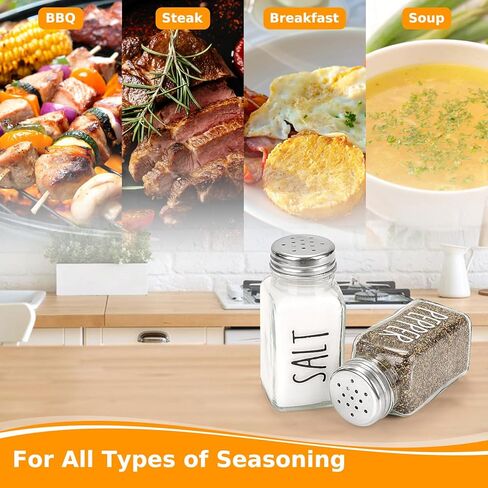 Accmor Salt and Pepper Shakers Set, 3oz Glass Salt Pepper Shaker Containers with Stainless Steel Lids for Rustic, Farmhouse, Home Kitchen, Restaurant, Transparent in Saudi Arabia