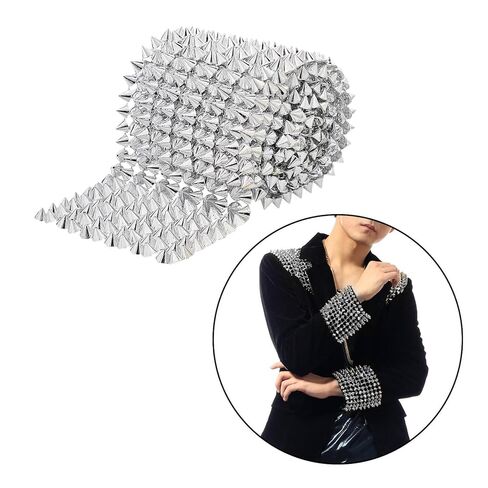 Sew Stitch on Spikes Studs Rivets Craft Flat Back Rivets Cone Spikes Studs Strip Cone Flatback for Clothing Shoes Crafts, Silver in Saudi Arabia