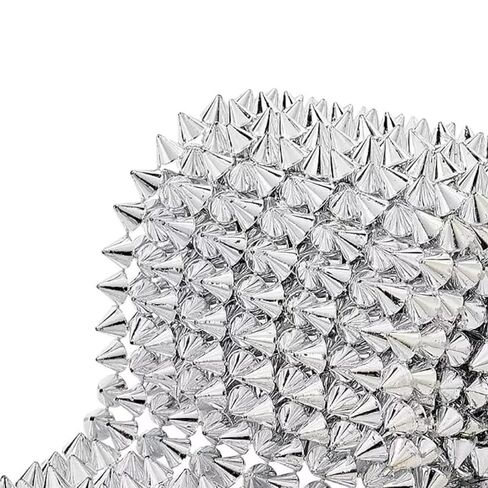 Sew Stitch on Spikes Studs Rivets Craft Flat Back Rivets Cone Spikes Studs Strip Cone Flatback for Clothing Shoes Crafts, Silver in Saudi Arabia