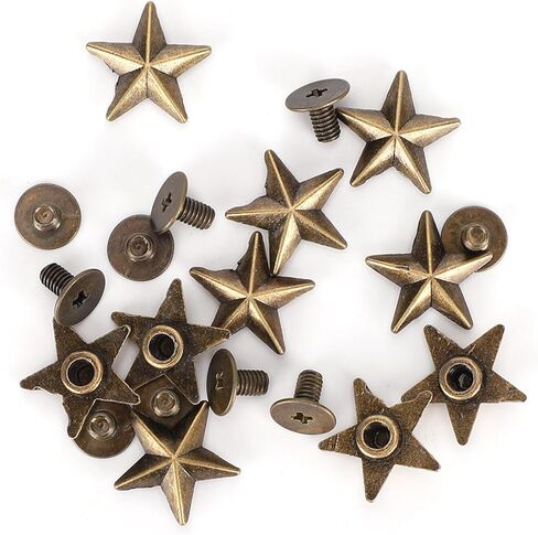 Pissente Star Shape Rivet Studs, Zinc Alloy Clothes Shoes Decoration Accessories, with 50pcs Screws, for Leather Cases Bags (Gold) in Saudi Arabia